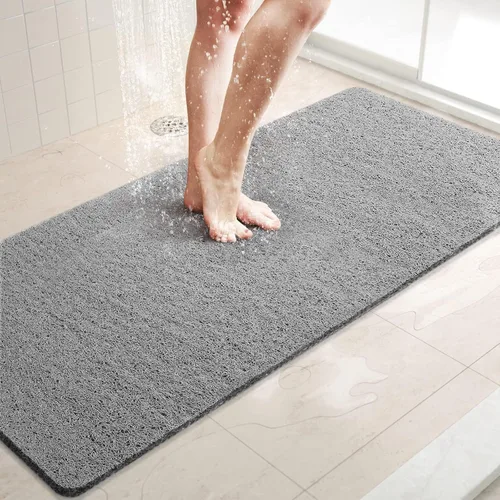 Miniatura 50 de LuxStep - Tapete de ducha, de 24 x 36 pulgadas, tapete de baño antideslizante con drenaje, tapete de baño de cloruro de polivinilo, de secado Gris