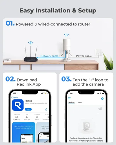 Miniatura 7 de REOLINK Cámara de seguridad WiFi para exteriores enchufable, cámara Wi-Fi con cable de doble banda HD de 5 MP para seguridad del hogar, 2.4/5 Ghz