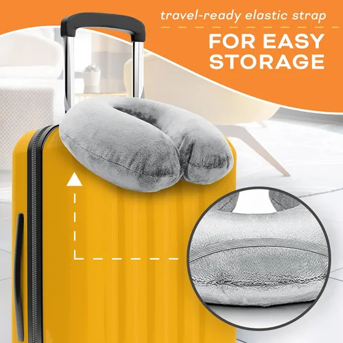 Miniatura 5 de Almohada de viaje para el cuello lavable, cómoda espuma viscoelástica, accesorios de viaje en avión, esenciales para el cuello plano, almohada