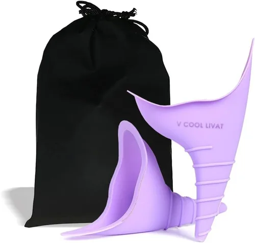 Dispositivo de orina para mujer de viaje, paquete de 2 unidades, reutilizable, de silicona, portátil, embudo para orinar, orina, tazas de orina,