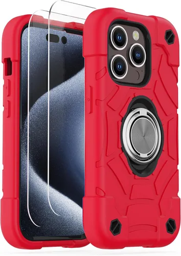 Miniatura 32 de KCJ Funda para iPhone SE 2022/2020, iPhone 8/7/6/6S, con [2×Protectores de Pantalla][Soporte de Anillo] Silicona Suave+PC Duro Protección Completa