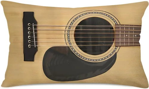 Miniatura 4 de Funda de cojín rectangular para guitarra, música y instrumentos musicales, funda de cojín rectangular para guitarra acústica vintage, 12 x 20