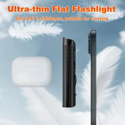 Miniatura 3 de Linterna plana, linternas EDC recargables con clip, 6 modos de luz LED de bolsillo, IPX6, para señalización, trabajo, uso en exteriores o interiores