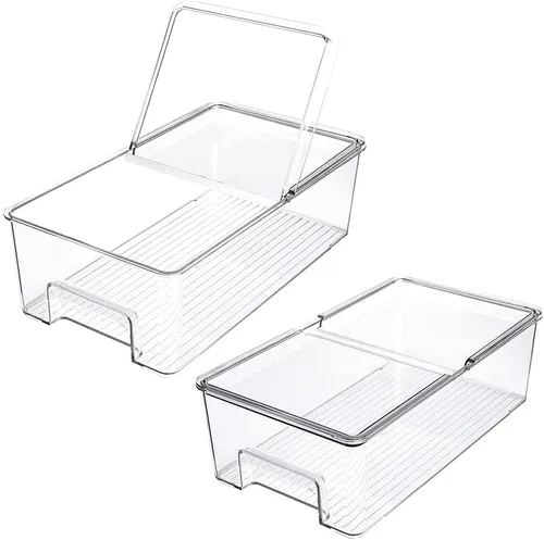 Miniatura 2 de SANNO Organizador de refrigerador de verduras Contenedores de alimentos con tapas Produce Saver Contenedor de almacenamiento de alimentos