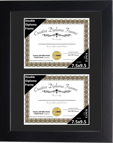 Miniatura 28 de Creative Picture Frames Marco de diploma doble clásico negro de 6 x 8 pulgadas con vidrio negro y colgador de pared instalado