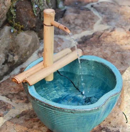 Miniatura 3 de Bamboo Accents Kit de fuente de bambú ajustable de 12 pulgadas con bomba, función de agua de bambú para cuencos, lavabos, jardines acuáticos