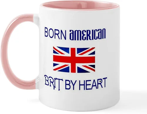 Miniatura 51 de CafePress Born American, British By Hea Taza de café de cerámica de 11 oz (11.0 fl oz)