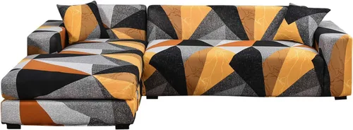 Miniatura 20 de MIFXIN Fundas de sofá modulares en forma de L, 2 piezas, elásticas tipo L, para sofá o sillón, protector de muebles para sala de estar, mascotas