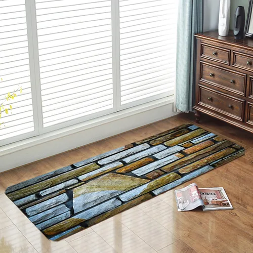 Miniatura 7 de Alfombra antideslizante de espuma de esponja de pelo bajo para puerta de baño, alfombras separadas a prueba de deslizamiento, alfombra de ilusión