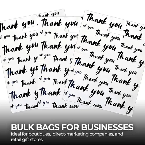 Miniatura 5 de Paquete de 25 bolsas de plástico de alta calidad de 12 x 15 pulgadas de color blanco y negro para pequeñas empresas, bolsas de plástico de grosor