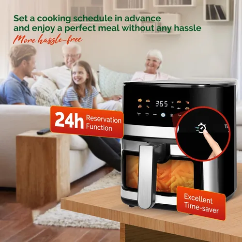 Miniatura 4 de Freidora de aire digital de 5.8QT con ventana visible, temperatura y temporizador ajustables, fritura al aire, recalentamiento, fácil para alimentos