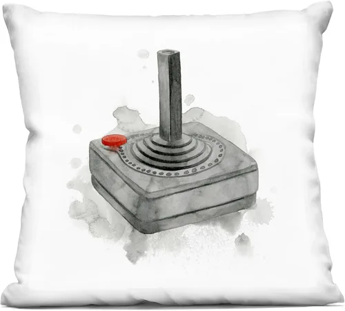 Stupell Industries Grace Popp - Almohada vintage con diseño de joystick Atari, 18 x 18 pulgadas, color gris