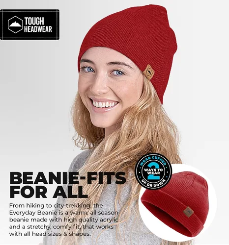 Miniatura 29 de Tough Headwear Daily Knit Beanie – Gorros para hombre – Sombreros de invierno para hombres y mujeres – Sombreros de punto cálidos para clima frío