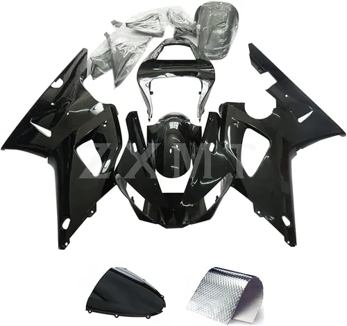 Kit de carenado de motocicleta Molde por inyección negro brillante ABS plásticos BodyworkFairings para Yamaha YZF R1 2000-2001
