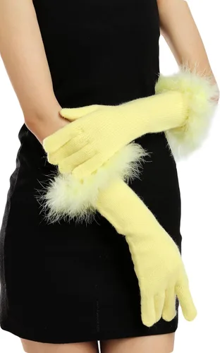 Sahabowi Guantes de cuero para clima frío Manopla de lana cálida de invierno para mujeres