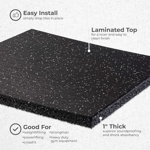 Miniatura 6 de Genaflex Pro - Azulejos de goma gruesa de alta densidad de alta densidad laminados para peso muerto – 1 pulgada de grosor x 20 pulgadas de ancho x