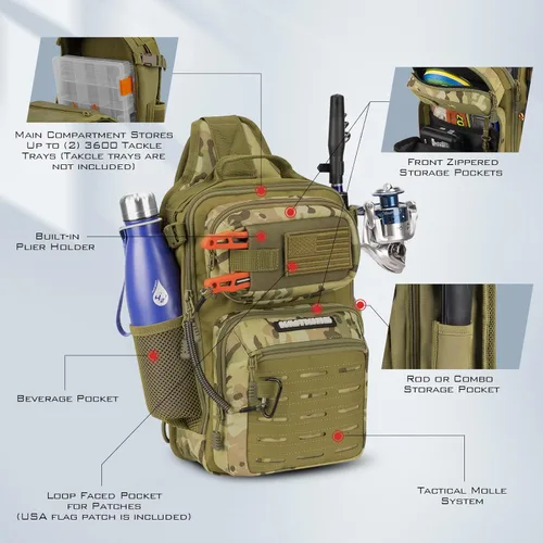 Miniatura 4 de KastKing BlowBak - Bolsa táctica para aparejos de pesca, mochila de pesca ligera, almacenamiento para equipo y equipo, regalo para hombres A