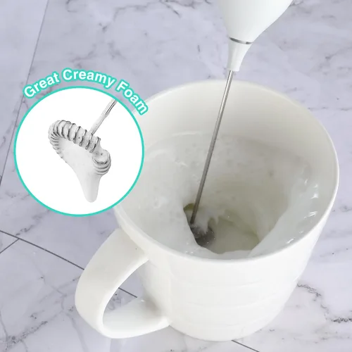 Miniatura 3 de HAUSHOF Potente varita espumadora de leche recargable, máquina de espuma eléctrica de mano, mezclador de bebidas con batidor de acero inoxidable