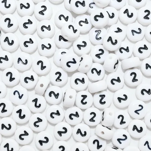 Miniatura 17 de Amaney - 600 cuentas acrílicas blancas de números 0-9, símbolo # corazón con caja de almacenamiento, 0.276 x 0.157 in En caja blanca
