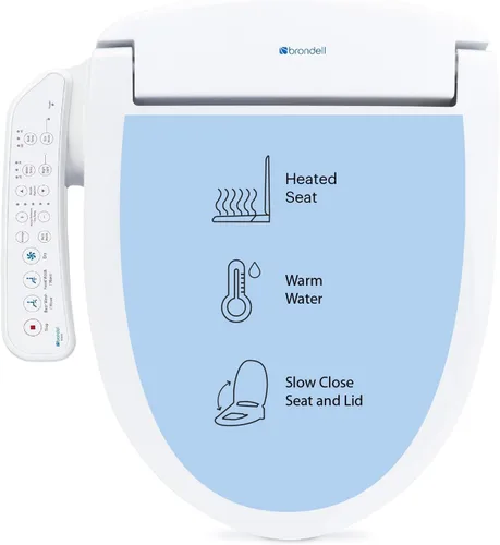 Brondell SE400-RW Swash SE400 Asiento de inodoro eléctrico con asiento calefactado, boquilla oscilante de acero inoxidable, secador de aire cálido,