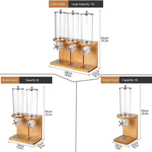 Miniatura 7 de Dispensador de alimentos secos 3.5L/7L/10.5L, dispensador de cereales para encimera, dispensador de almacenamiento de cereales con barril de PC