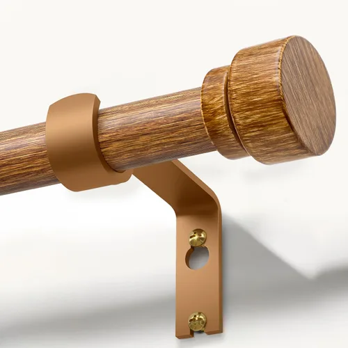 Lootkell Barras de cortina de madera para ventanas de 66 a 120 pulgadas de diámetro, bohemio, decorativo, resistente, largo, ajustable, con diseño
