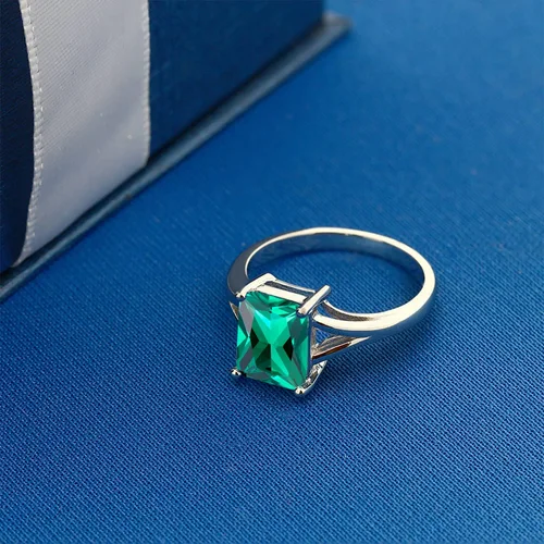 Miniatura 19 de Gem Stone King Anillo de compromiso solitario con diseño clásico de vástago dividido para mujer, plata de ley 925, piedra natal de piedra preciosa