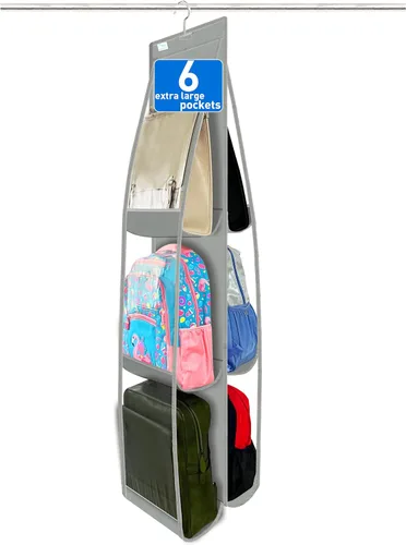 Miniatura 12 de Organizador de bolso, paquete de 2, colgador de bolso, resistente, organizador de bolsos para armario, ganchos de metal gruesos, organizador de Gris