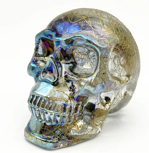 Miniatura 8 de Estatuas de cabeza de calavera de cristal, figuras de calavera K9, piedras preciosas de calavera de cristal, decoración de Halloween, regalos