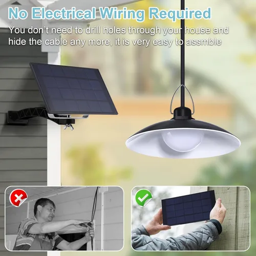 Miniatura 7 de Luces colgantes solares para exteriores IP65 impermeables, 4 cabezales de luces solares con interruptor remoto de encendido/apagado, regulables