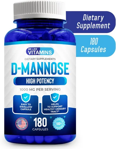 Miniatura 5 de We Like Vitamins D-Mannose - Cápsulas de 1000 mg – 180 cápsulas vegetales fáciles de tragar – El suplemento de manosa de arándano D ayuda a apoyar