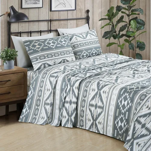 Miniatura 24 de Chezmoi Collection Juego de sábanas geométricas Lodge de 3 piezas tamaño Twin - Multicolor azul con estampado de diamante, microfibra cepillada