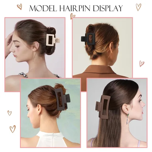 Miniatura 6 de Pinzas cuadradas para el cabello, grandes y pequeñas, antideslizantes, cuadradas, mate, 12
