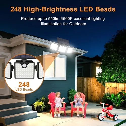 Miniatura 6 de Aolyty Luces solares con sensor de movimiento, luces estroboscópicas solares impermeables IP65, luces de pared estroboscópicas - Blanco