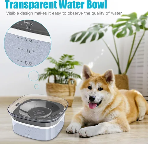 Miniatura 4 de UPSKY Cuenco de agua para perros de 70 onzas, 2 litros, sin derrames, gran capacidad, a prueba de derrames, alimentador de agua lento para mascotas