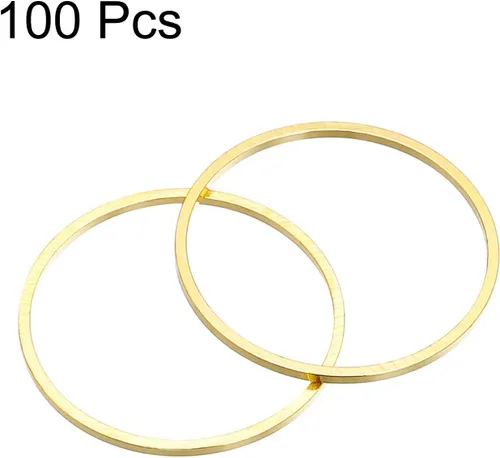 Miniatura 3 de uxcell Anillos de enlace redondos de bisel de círculo hueco de latón, para aretes, collares, fabricación de joyas Oro