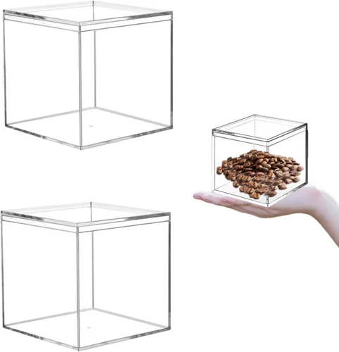 Miniatura 16 de KissYou Caja de Acrílico Transparente Caja de Exhibición con Tapa Cubo Cuadrado de Plástico Contenedores Transparentes Caja de Almacenamiento