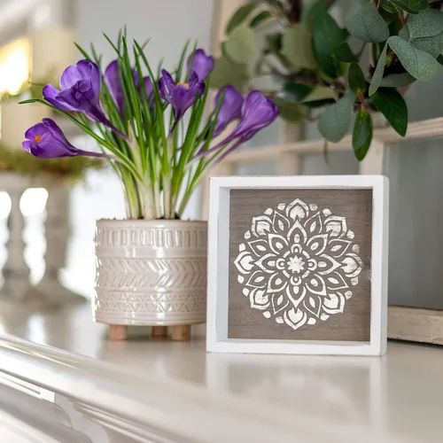 Miniatura 3 de DLY LIFESTYLE Plantilla de mandala para pintar en madera, lienzo, papel, tela, paredes y muebles, plantilla de flores, 6 x 6 pulgadas, plantillas