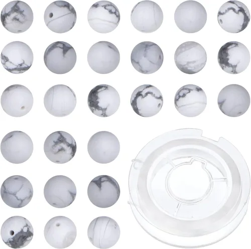 Miniatura 13 de Bymitel - Cuentas redondas de jade blanco natural de 5/32 de pulgada, 210 unidades de piedras preciosas auténticas para bricolaje y fabricación