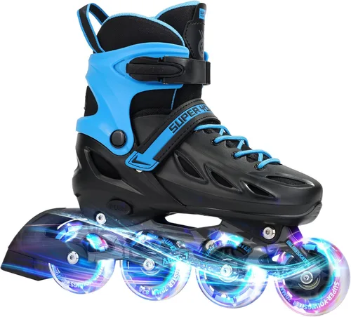 Miniatura 8 de SUPER YOUNGSTER Patines en línea ajustables para niños y niñas de 4 a 12 años con ruedas iluminadas, patines en línea para niños y niñas Púrpura