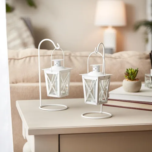 Miniatura 5 de Gifts & Decor - Faroles para velas, 3 7/8 x 3 7/8 x 9, color blanco