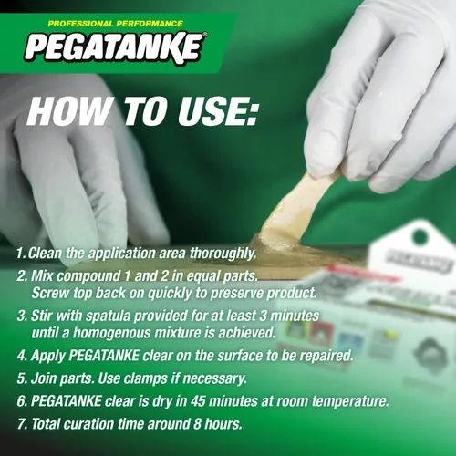 Miniatura 3 de PEGATANKE - Resina epoxi transparente de 2 partes Adhesivo profesional de soldadura en frío Pegamento de metal de alta resistencia para tanques