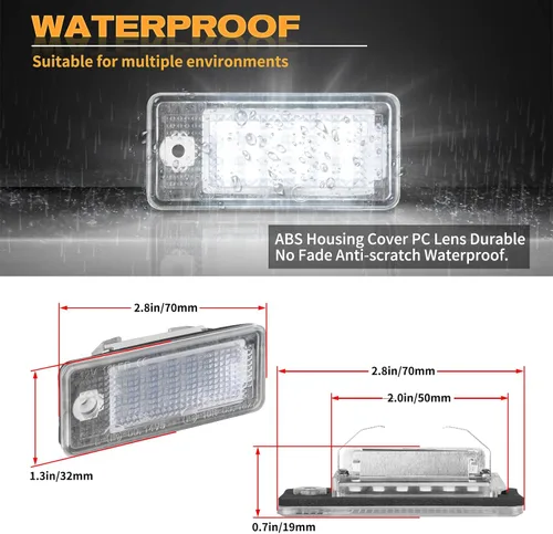 Miniatura 5 de Luces LED SMD completas para matrícula compatibles con Audi A3 S3 A4 S4 A6 S6 C6 A8 S8 Q7 RS4, lámparas de número de placa Avant quattro Cabriolet