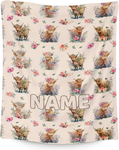Miniatura 16 de Mercuryelf Highland Cow - Manta suave, mullida y cálida, 30 x 40 pulgadas, manta pequeña para regazo y cuna, color beige, bonito regalo para bebé