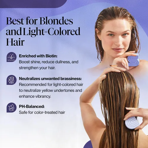 Miniatura 3 de Kitsch Set de champú y acondicionador en barra tonificante púrpura para rubias y cabello teñido – con biotina para fortalecer y neutralizar