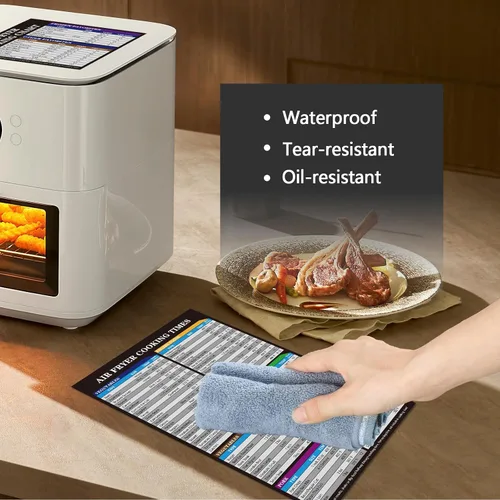 Miniatura 6 de Tabla magnética de tiempos de cocción para freidora de aire - Juego de 2 hojas magnéticas para más de 80 alimentos, guía rectangular de cocción