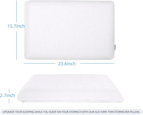 Miniatura 2 de SUQ I OME Slim Sleeper - Almohadas planas ultra finas para dormir, almohada de espuma viscoelástica con infusión de gel refrescante de 2.2 pulgadas