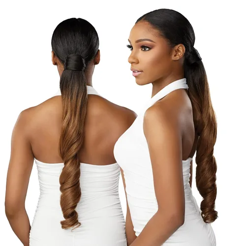 Sensationnel Lulu Pony Wrap Hairextensions- 5 colas de caballo yaki sintéticas de alto calor o hasta la pieza de peluca de pelo (1 JETBLACK)