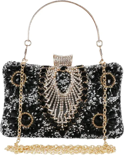 COAIMANEY Bolso de mano de lentejuelas brillantes con diamantes de imitación para mujer, bolso de mano de noche, bolso de hombro para boda, fiesta,