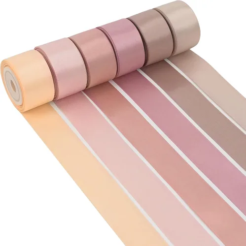 Miniatura 11 de HUIHUANG Cinta Negra Blanca Plateada de 3/8" Cinta de Satén Surtida 5 Colores Cinta de Color Sólido de Doble Cara para Envoltura de Regalos de Días
